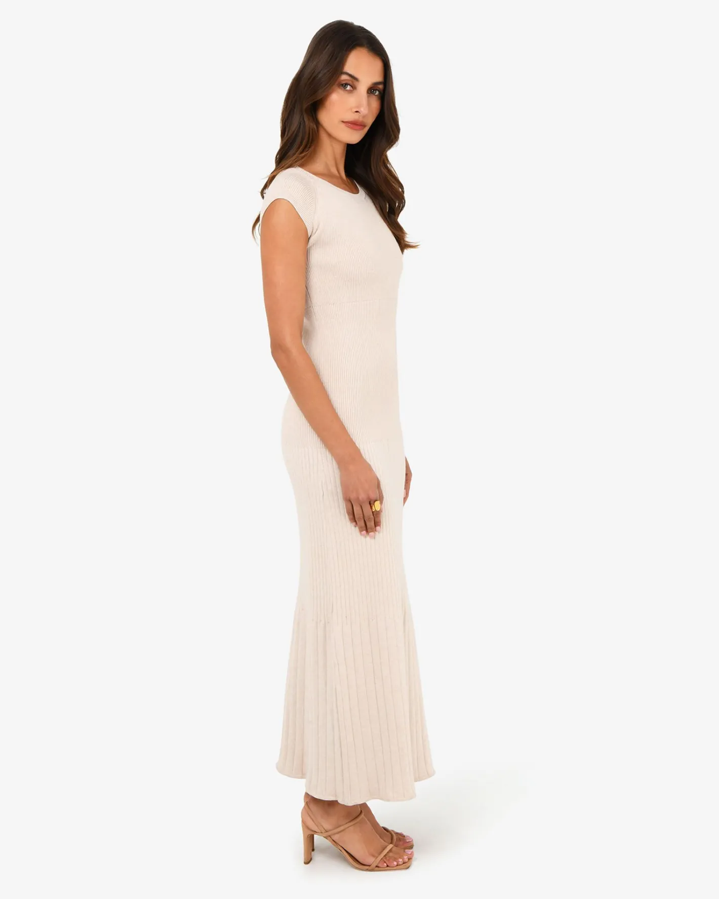 Forcast Lourdes Ribbed Knit Dress Buttercream Best