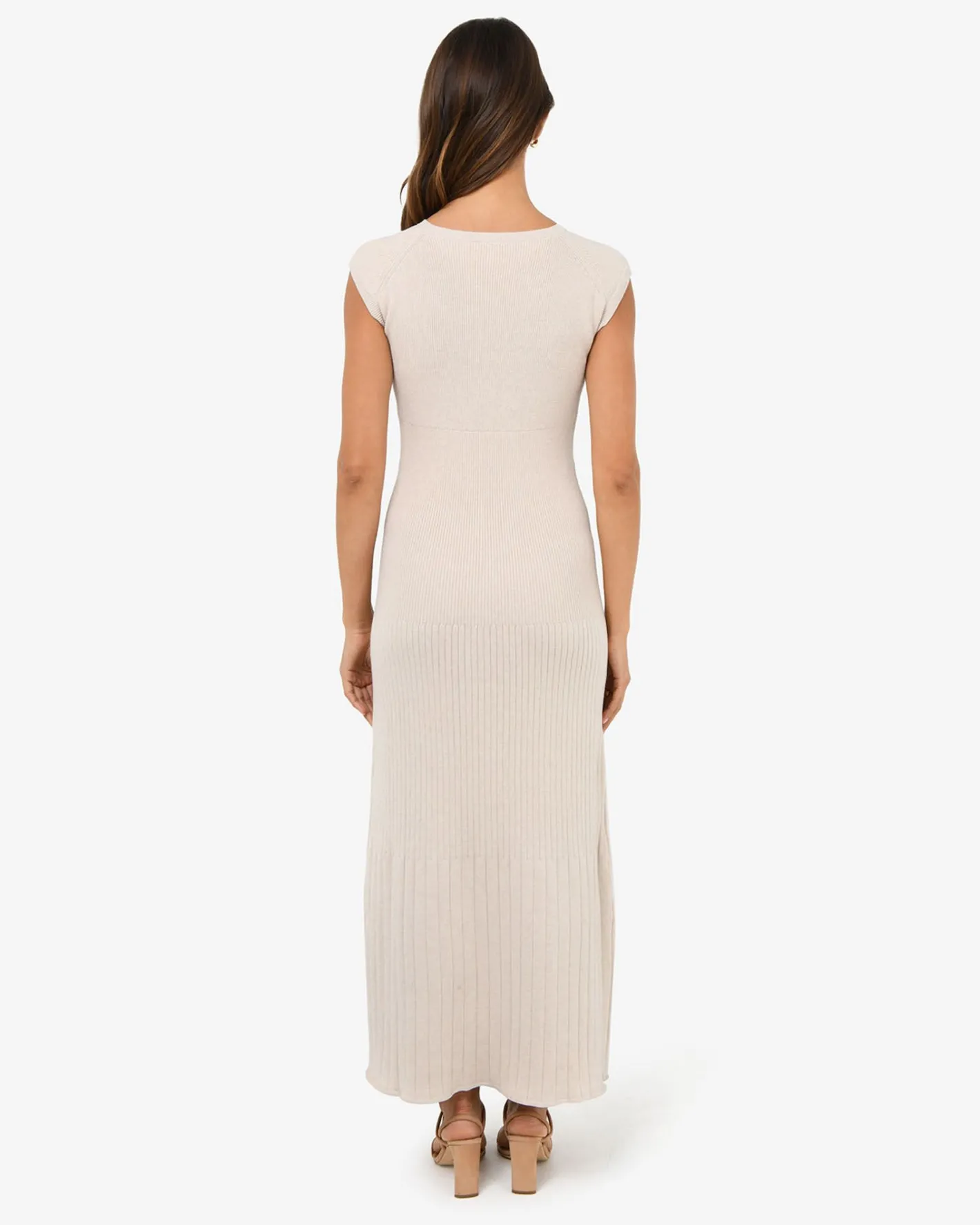 Forcast Lourdes Ribbed Knit Dress Buttercream Best