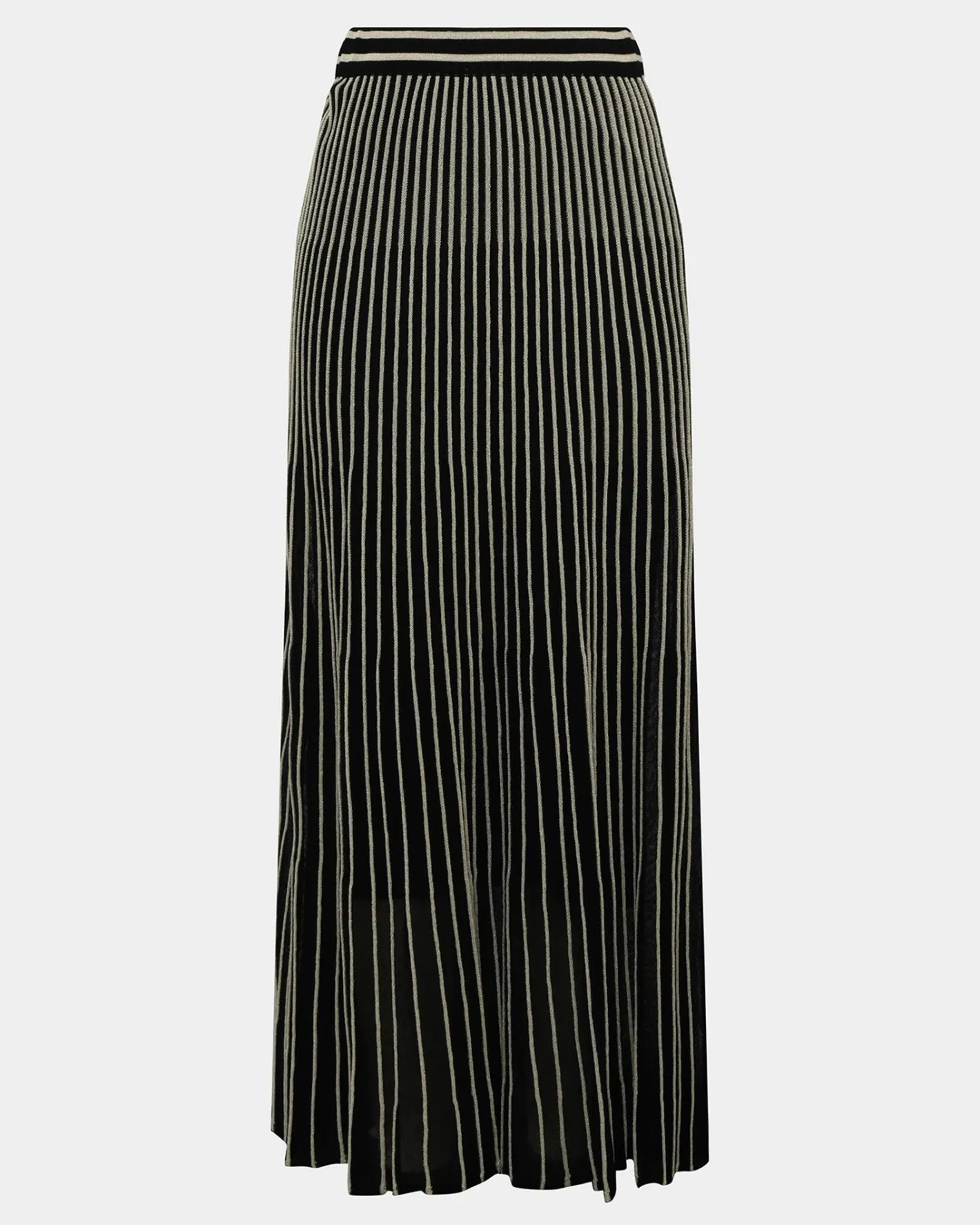 Forcast Lucy Pleat Knit Midi Skirt Black Gold Outlet