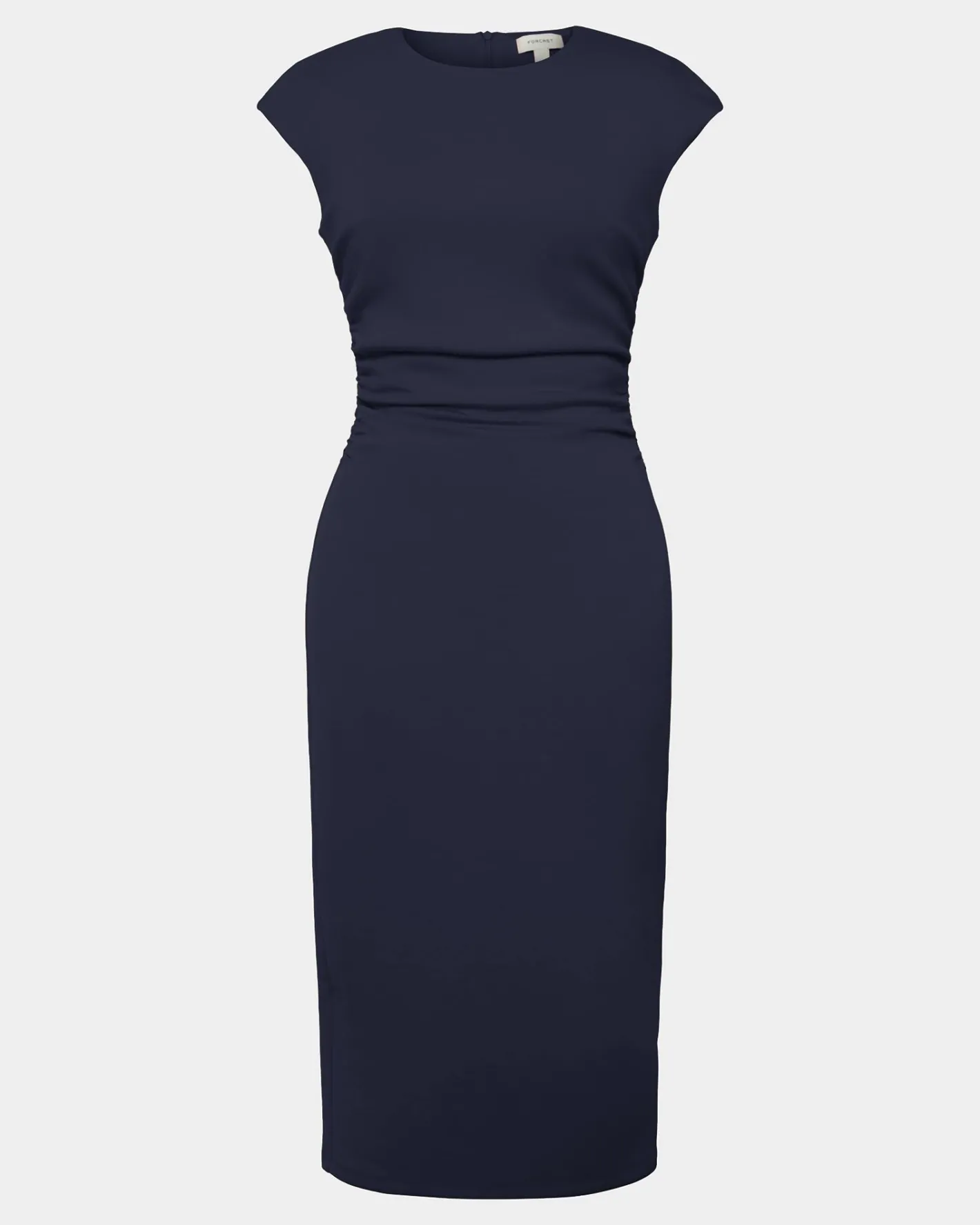 Forcast Lulu Ruched Midi Dress Navy Discount