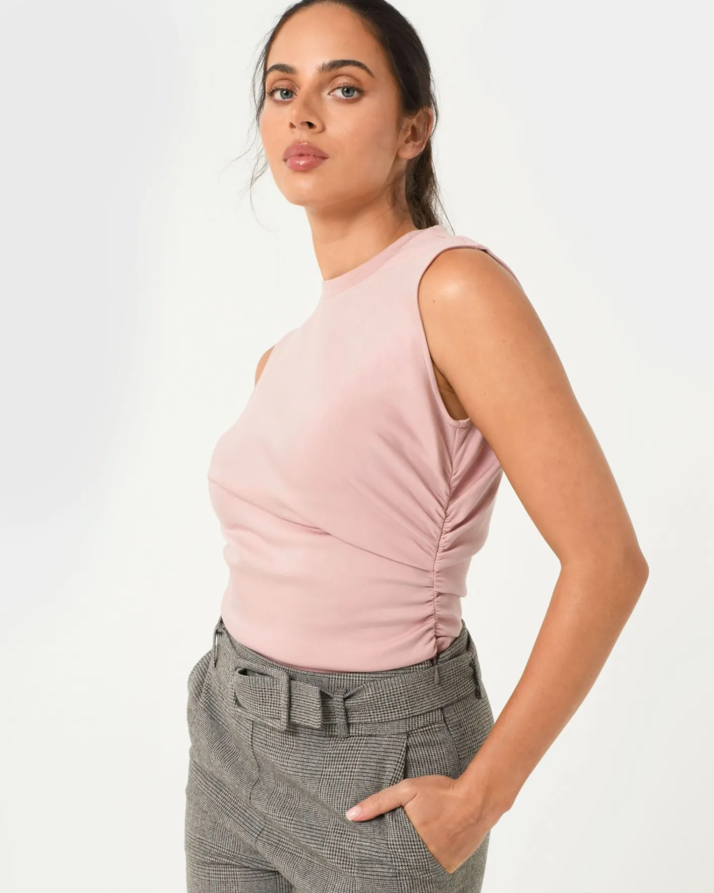 Forcast Lulu Ruched Top Pink Sale