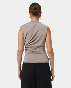 Forcast Lulu Ruched Top Mushroom Clearance