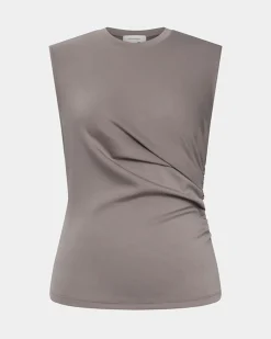 Forcast Lulu Ruched Top Mushroom Clearance
