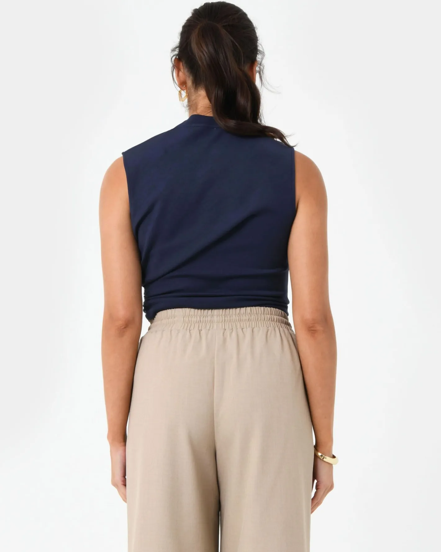 Forcast Lulu Ruched Top Navy Clearance
