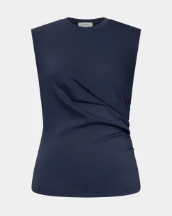 Forcast Lulu Ruched Top Navy Clearance