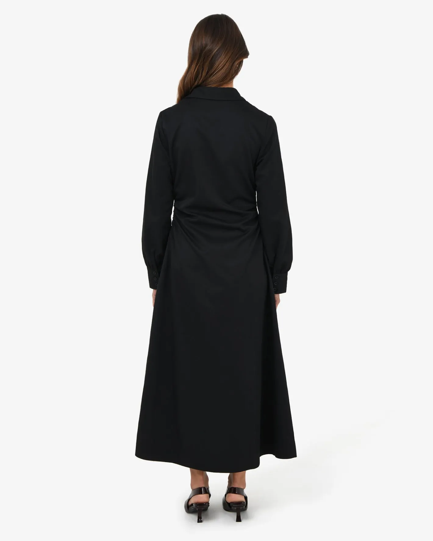 Forcast Lune Ruched Shirt Dress Black