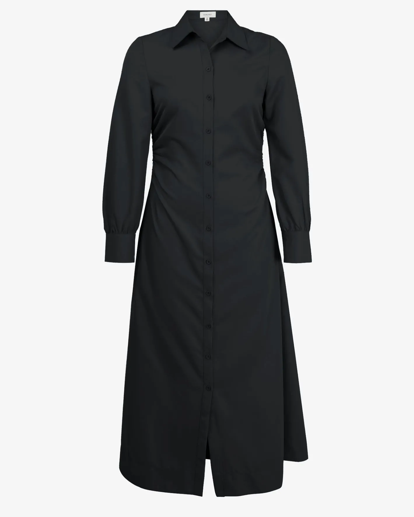 Forcast Lune Ruched Shirt Dress Black