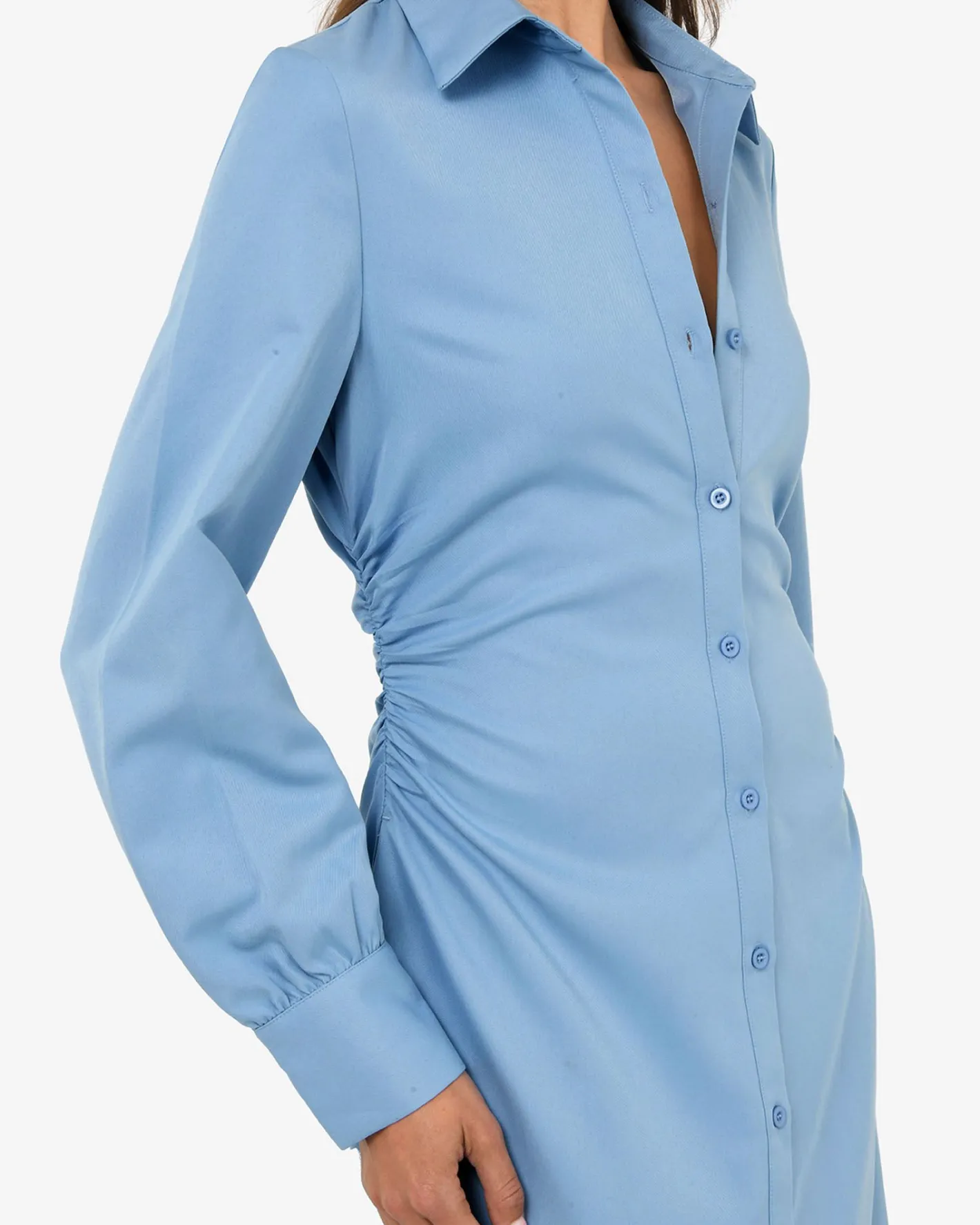 Forcast Lune Ruched Shirt Dress Dusk Blue