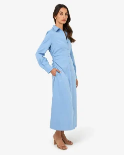 Forcast Lune Ruched Shirt Dress Dusk Blue