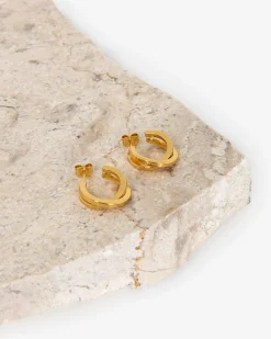 Forcast Lyra Crossover Hoop Earrings Gold Sale
