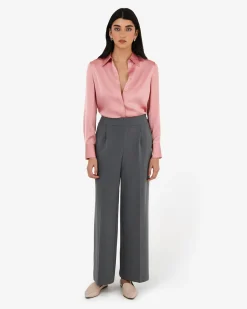 Forcast Mae Satin Shirt Rouge Pink Clearance