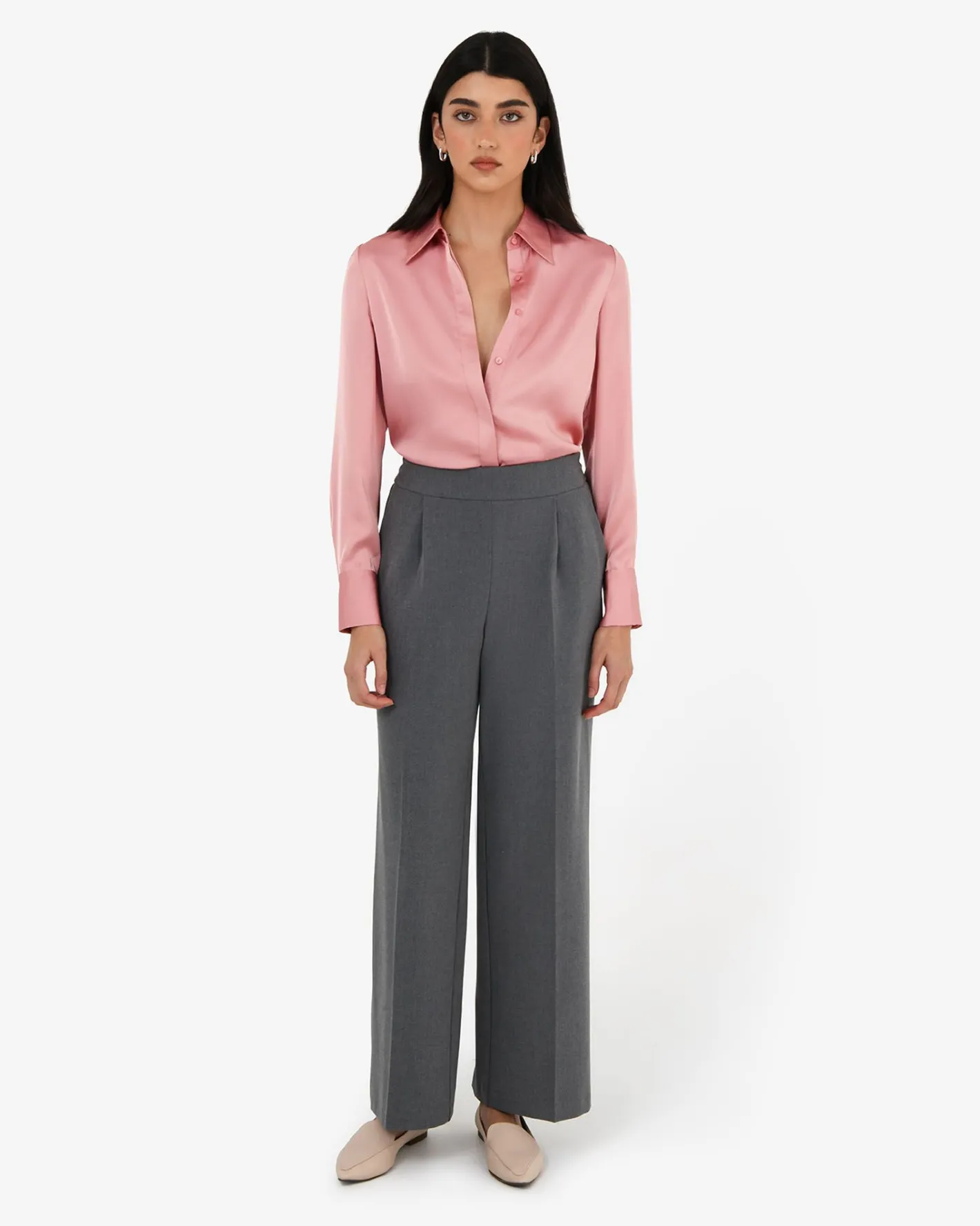 Forcast Mae Satin Shirt Rouge Pink Clearance