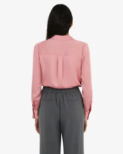 Forcast Mae Satin Shirt Rouge Pink Clearance