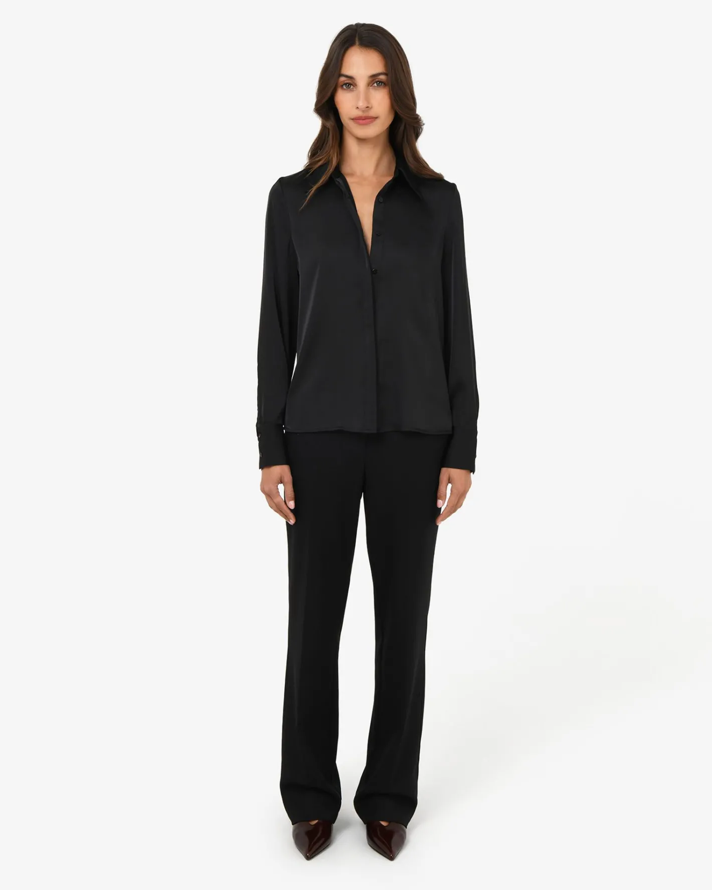 Forcast Mae Satin Shirt Black Hot
