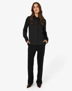 Forcast Mae Satin Shirt Black Hot