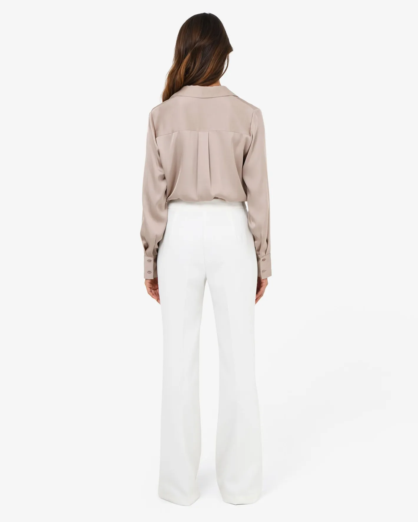 Forcast Mae Satin Shirt Sand Outlet