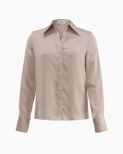 Forcast Mae Satin Shirt Sand Outlet