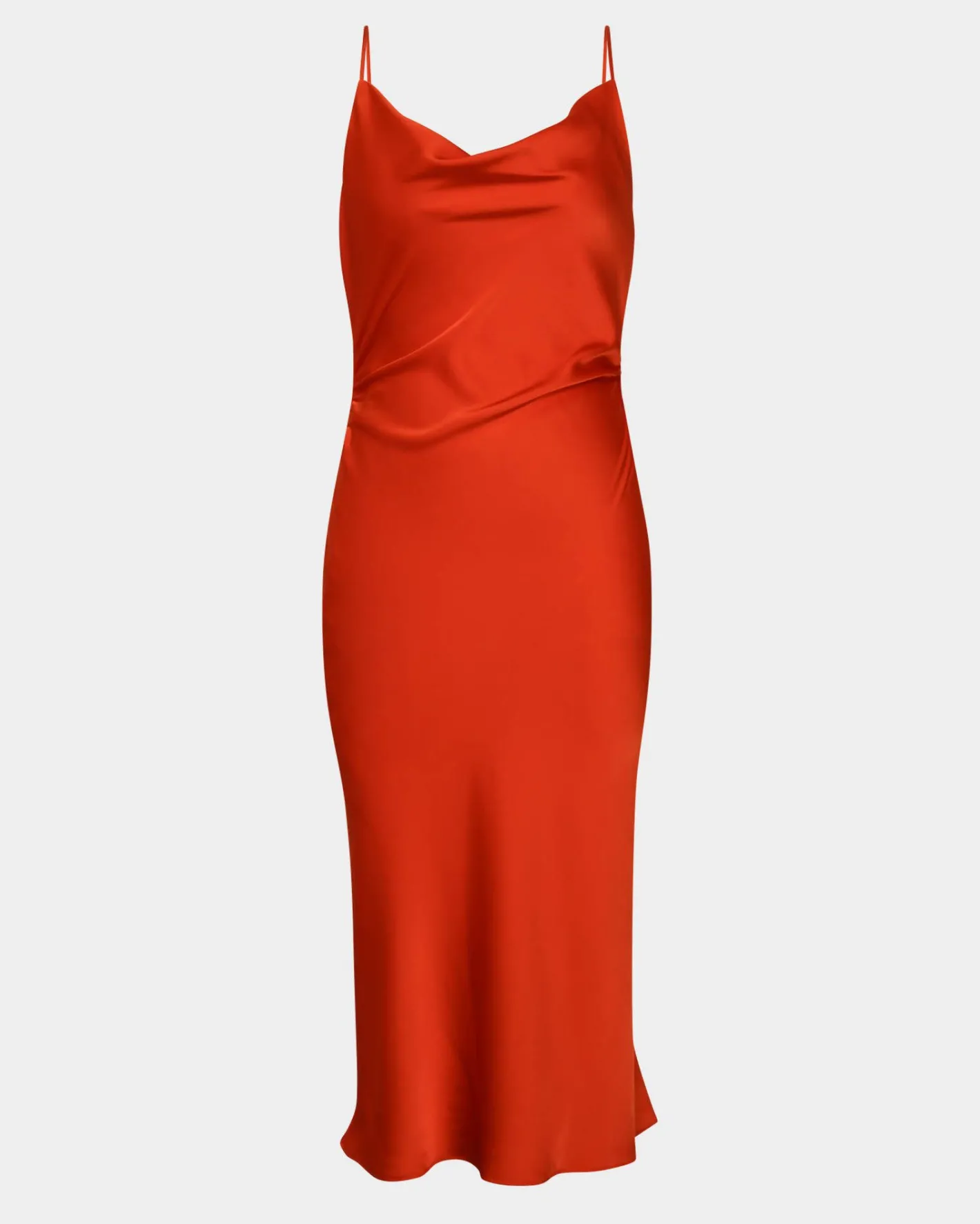 Forcast Mae Side Ruched Satin Dress Cherry Tomato Best