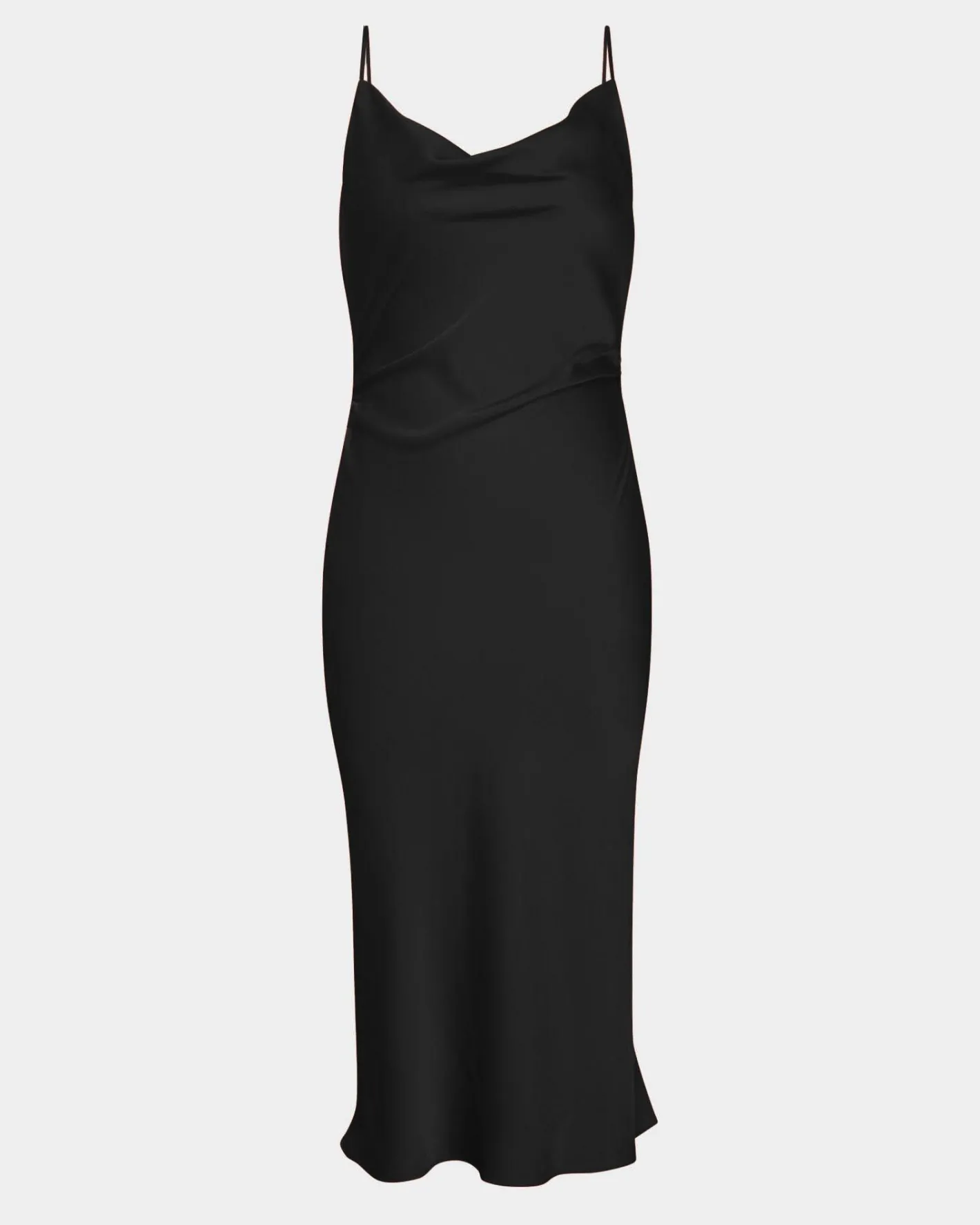 Forcast Mae Side Ruched Satin Dress Black Outlet