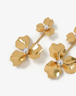 Forcast Magnolia Bold Floral Earrings Gold Outlet