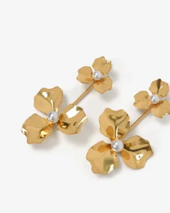 Forcast Magnolia Bold Floral Earrings Gold Outlet