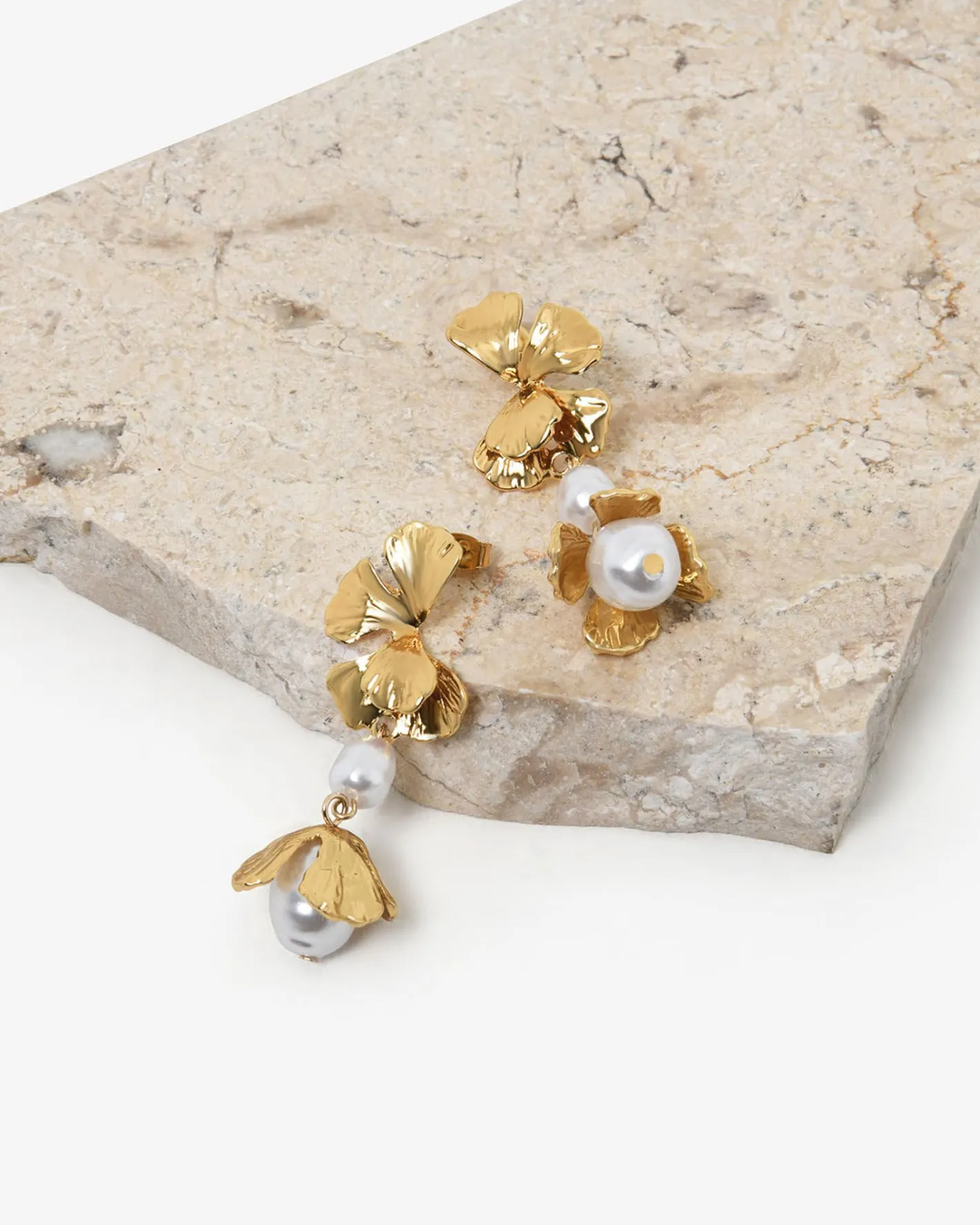Forcast Magnolia Petal Drop Earrings Gold Discount