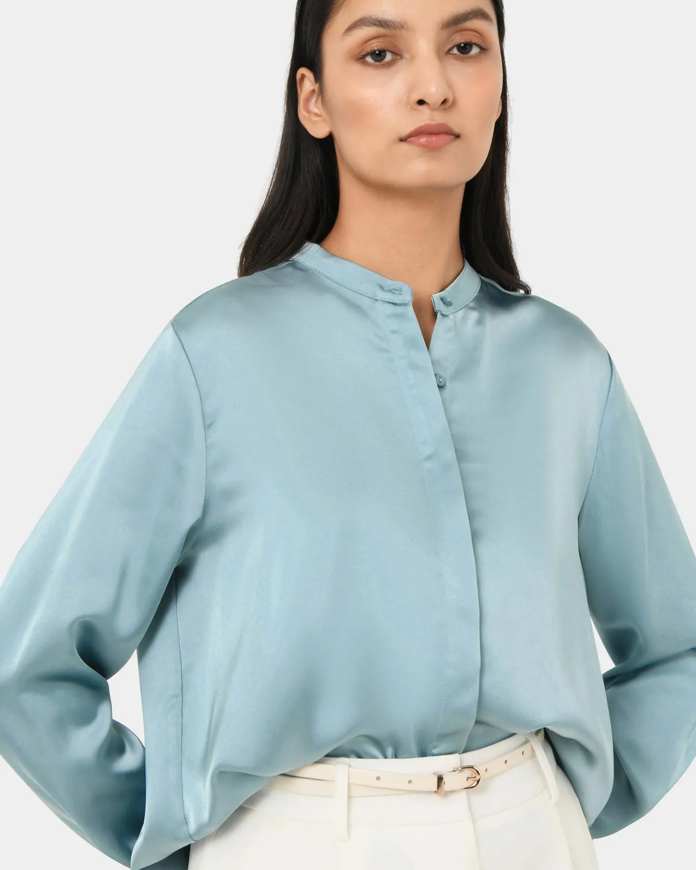 Forcast Maira Stand Collar Blouse Slate Online