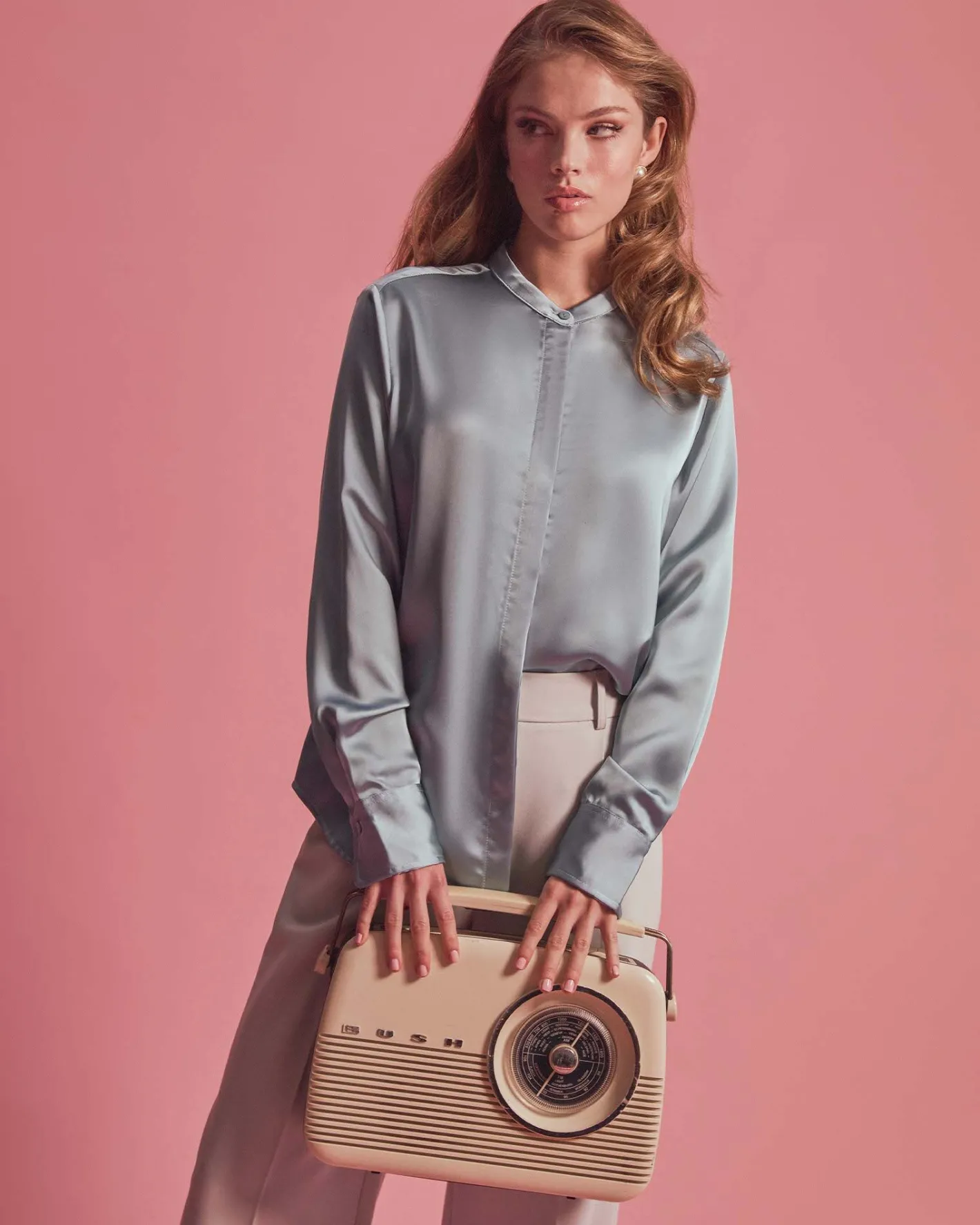 Forcast Maira Stand Collar Blouse Slate Online