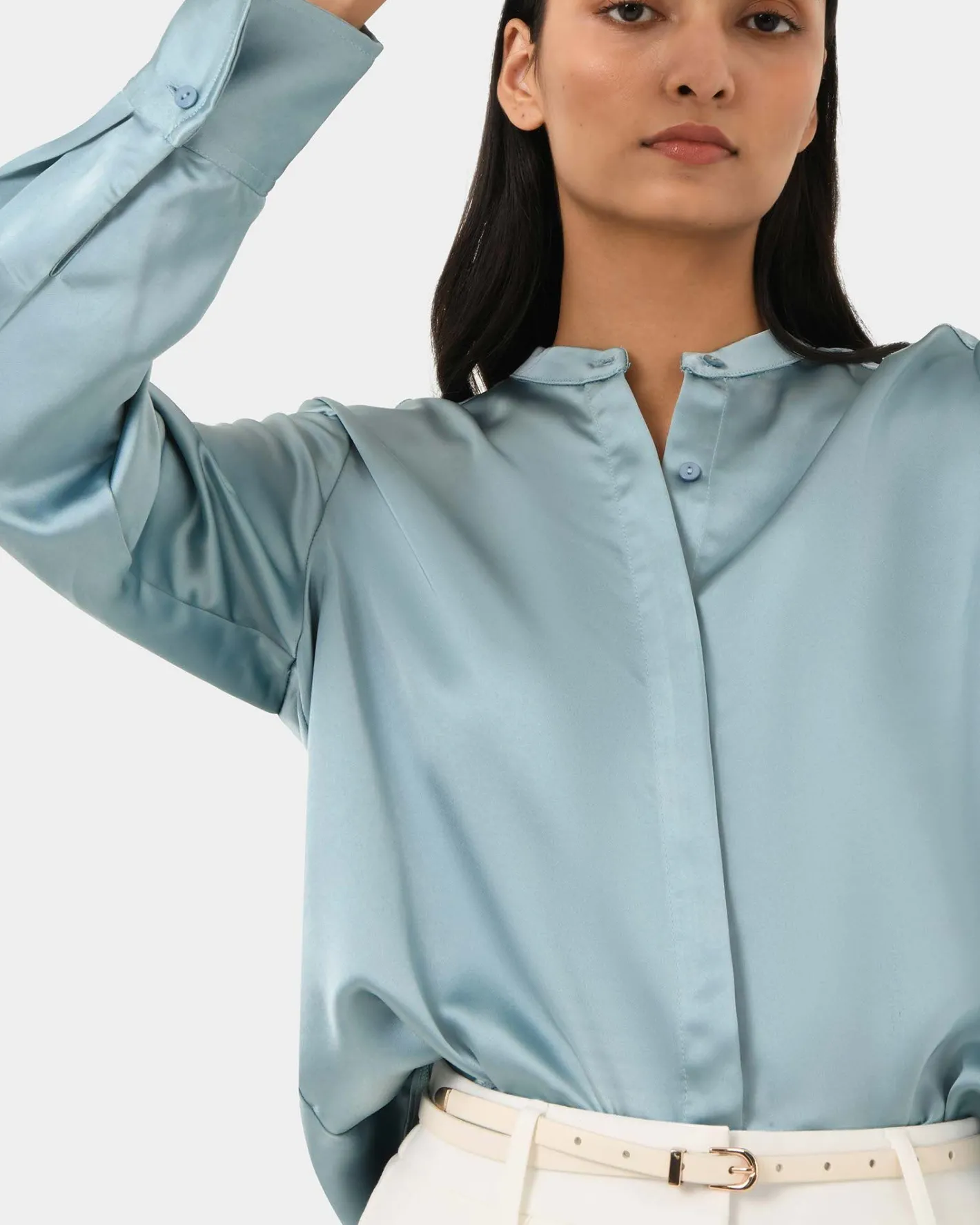 Forcast Maira Stand Collar Blouse Slate Online