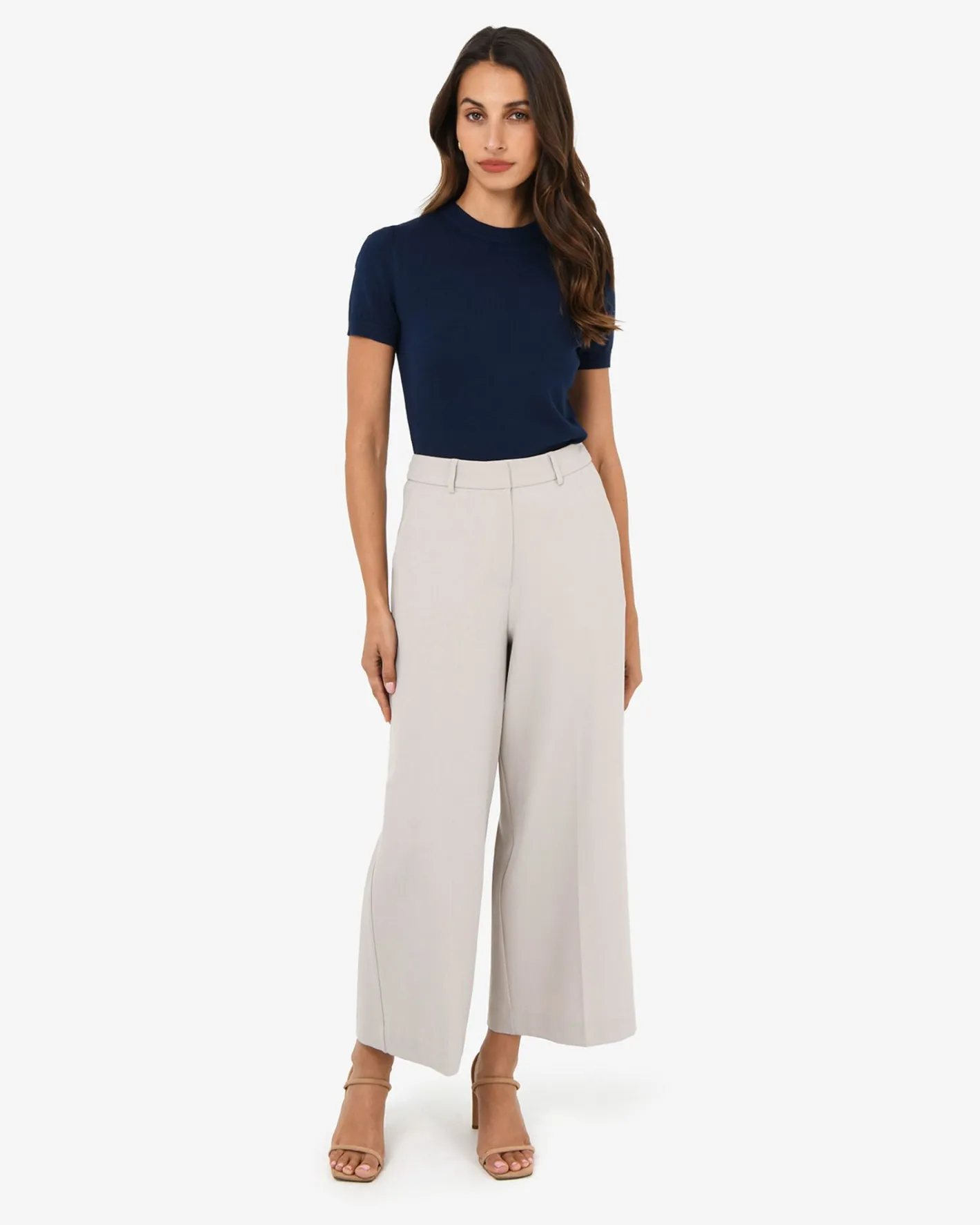 Forcast Mallory Herringbone Culottes Dove Grey