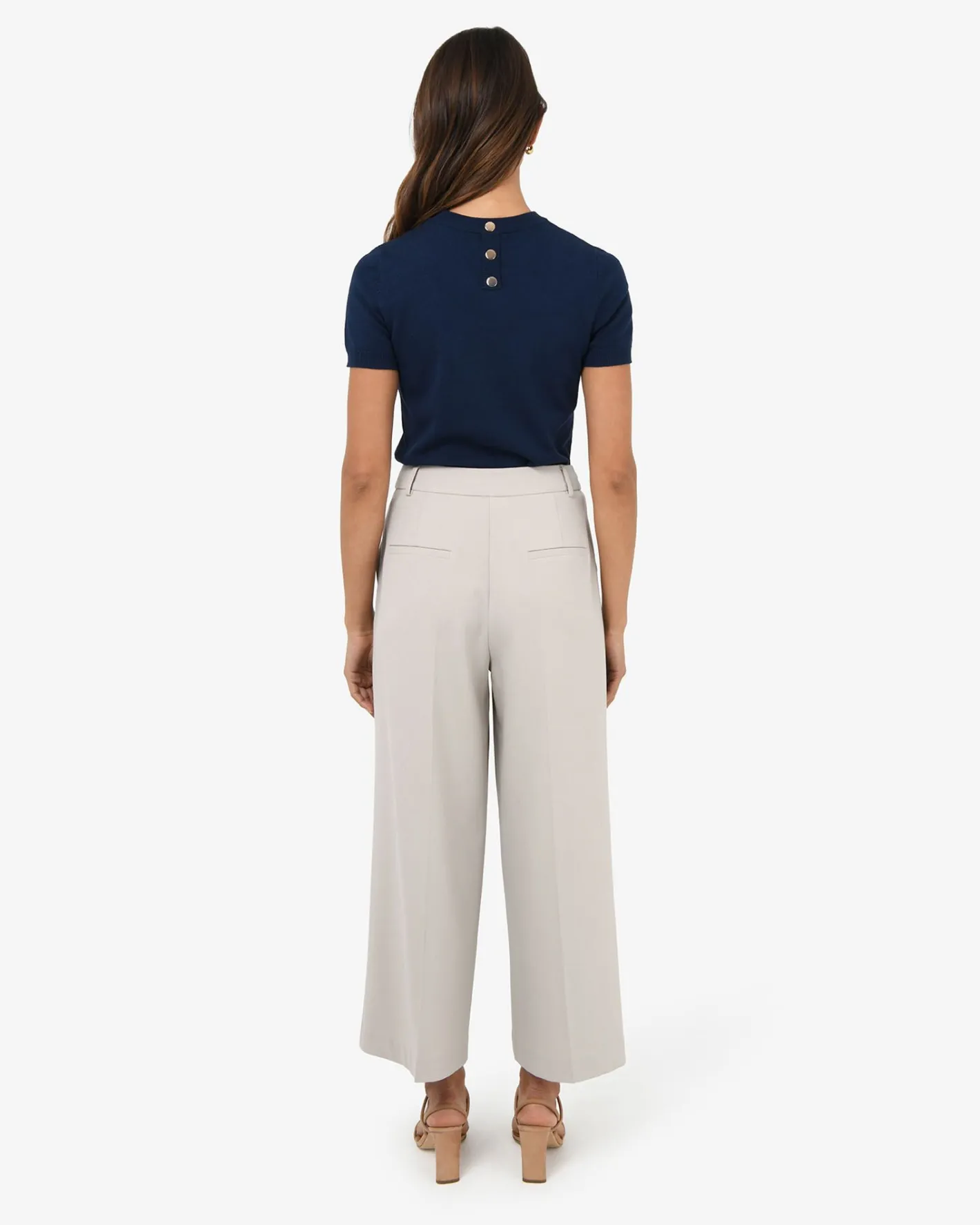Forcast Mallory Herringbone Culottes Dove Grey
