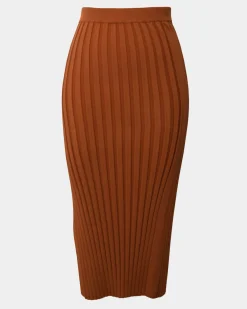 Forcast Manhattan Knit Skirt Rust Discount