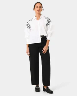 Forcast Maren Embroidered Cotton Shirt White Sale