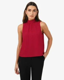 Forcast Maria Gathered Top Crimson New