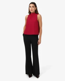 Forcast Maria Gathered Top Crimson New