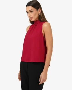 Forcast Maria Gathered Top Crimson New