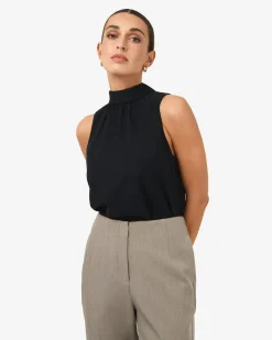 Forcast Maria Gathered Top Black New