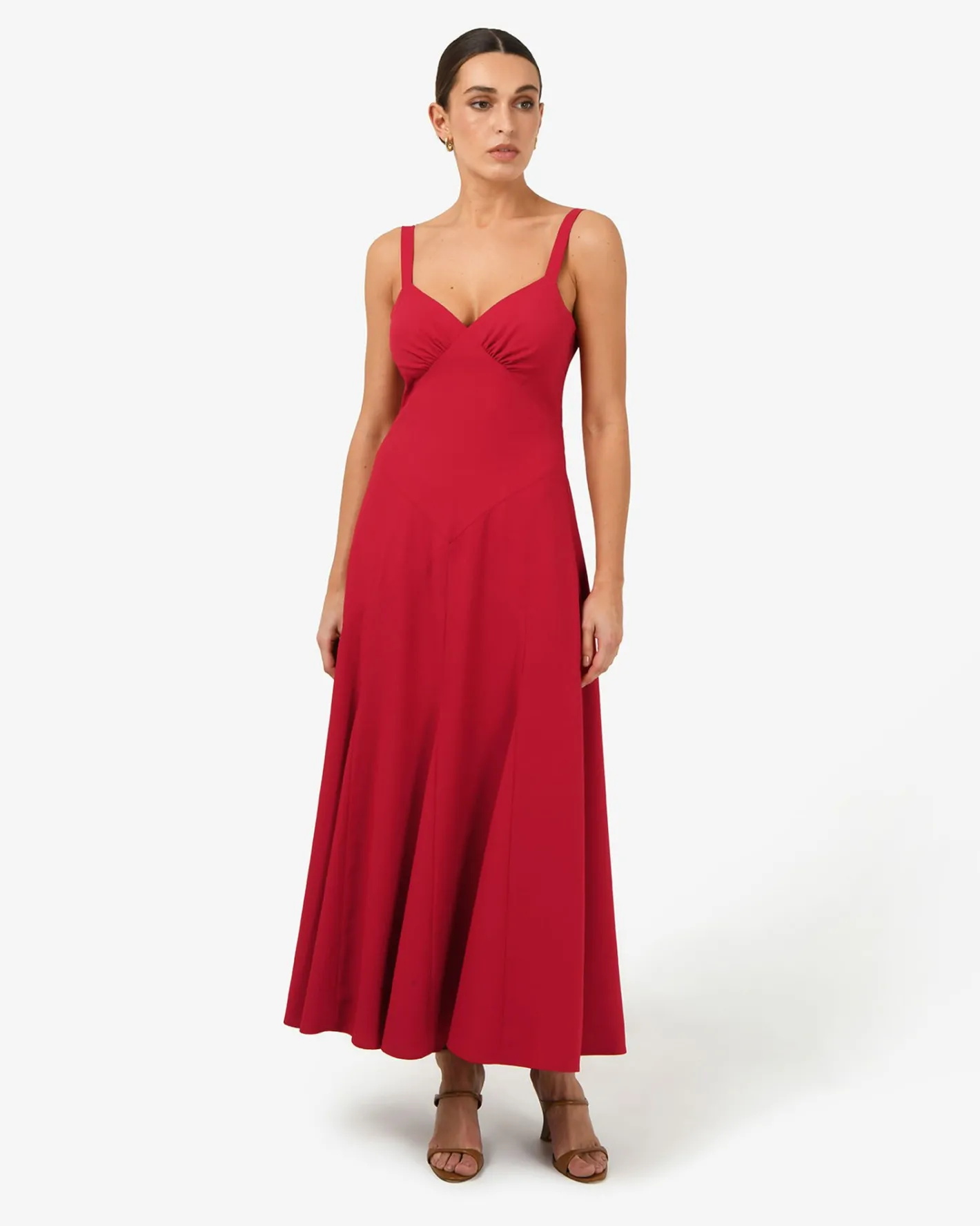 Forcast Maria Godet Panel Dress Crimson Discount
