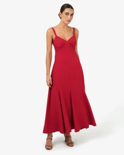 Forcast Maria Godet Panel Dress Crimson Discount