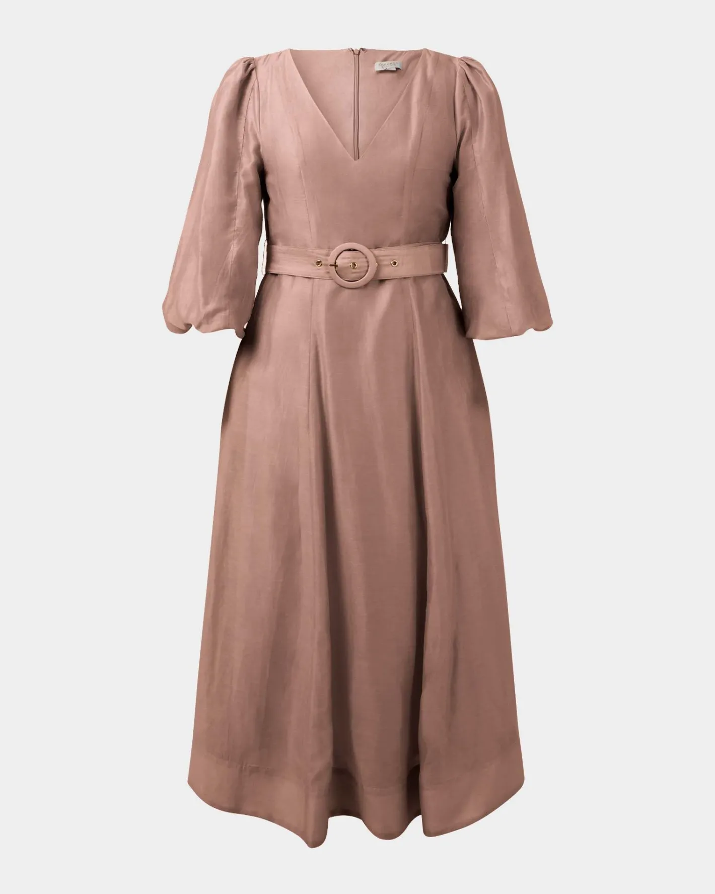 Forcast Marlie Puff Sleeve Midi Dress Wood Smoke Online