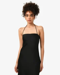 Forcast Martini Strapless Satin Dress Black Online