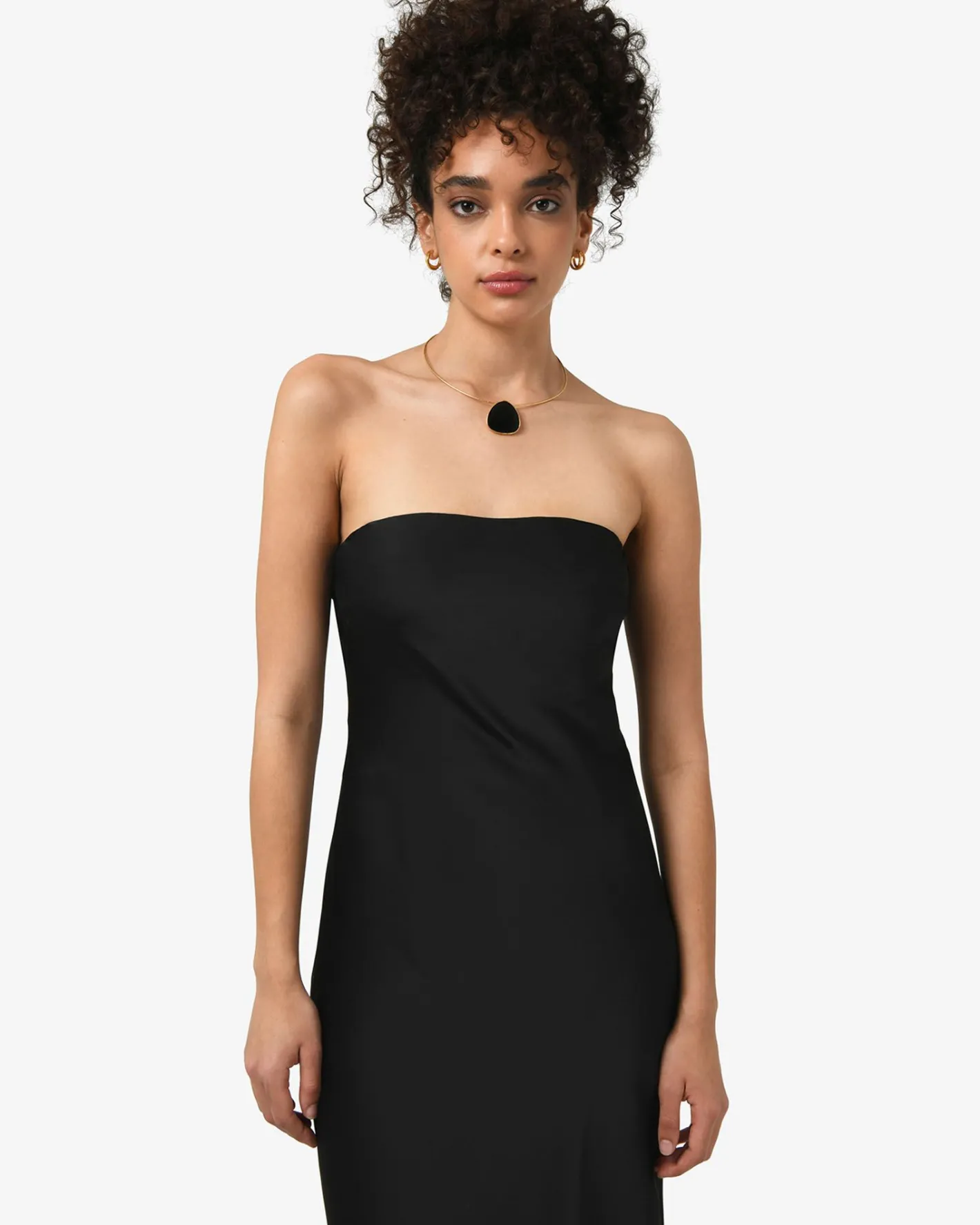 Forcast Martini Strapless Satin Dress Black Online