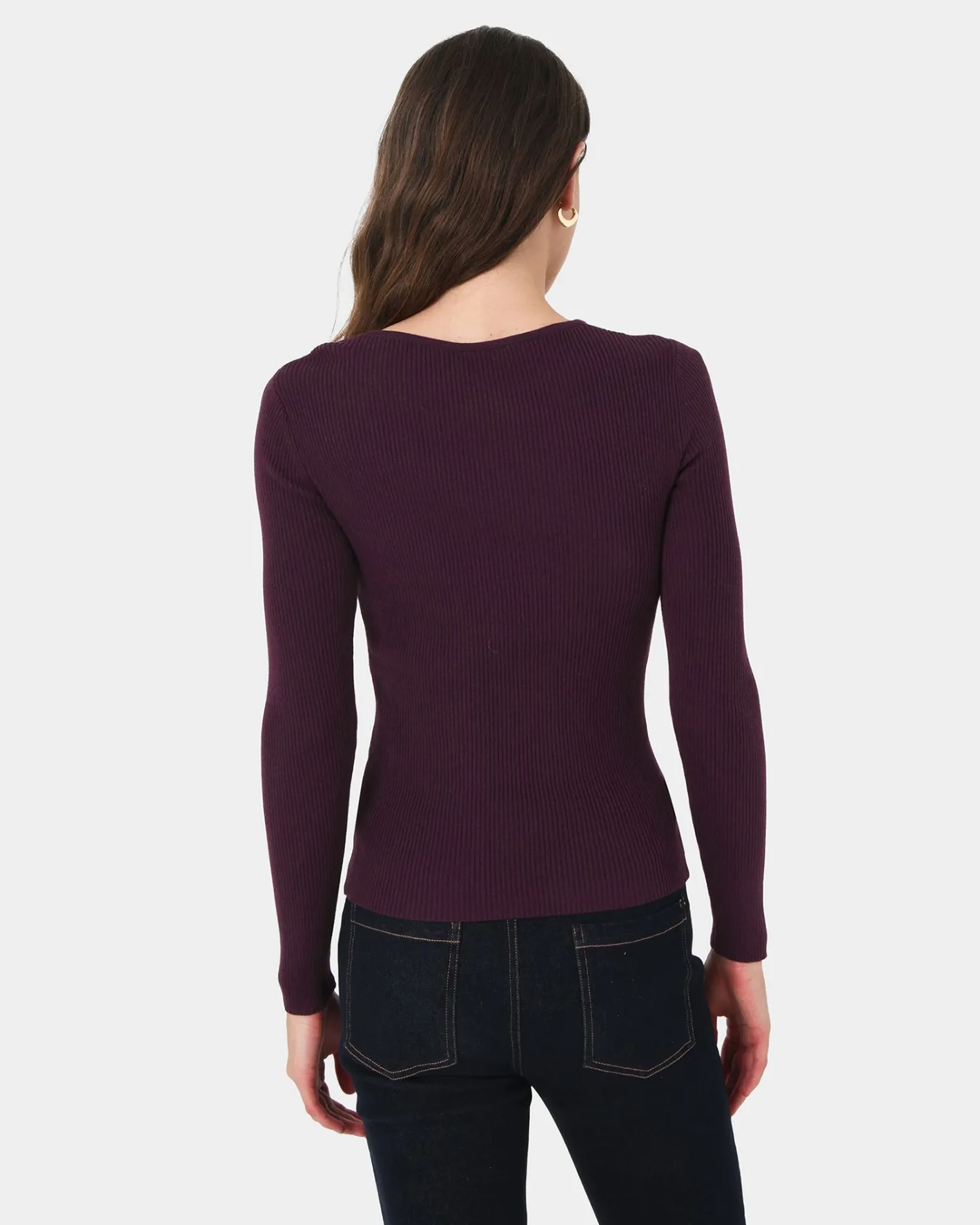 Forcast Maryam Cut Out Knit Top Purple New