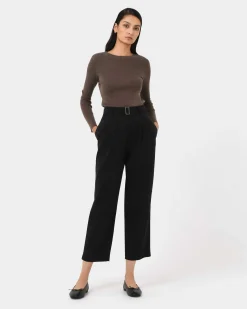 Forcast Mazzy Cotton Belted Trousers Black