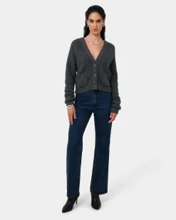 Forcast Mel Wool Blend Cardigan Charcoal Outlet