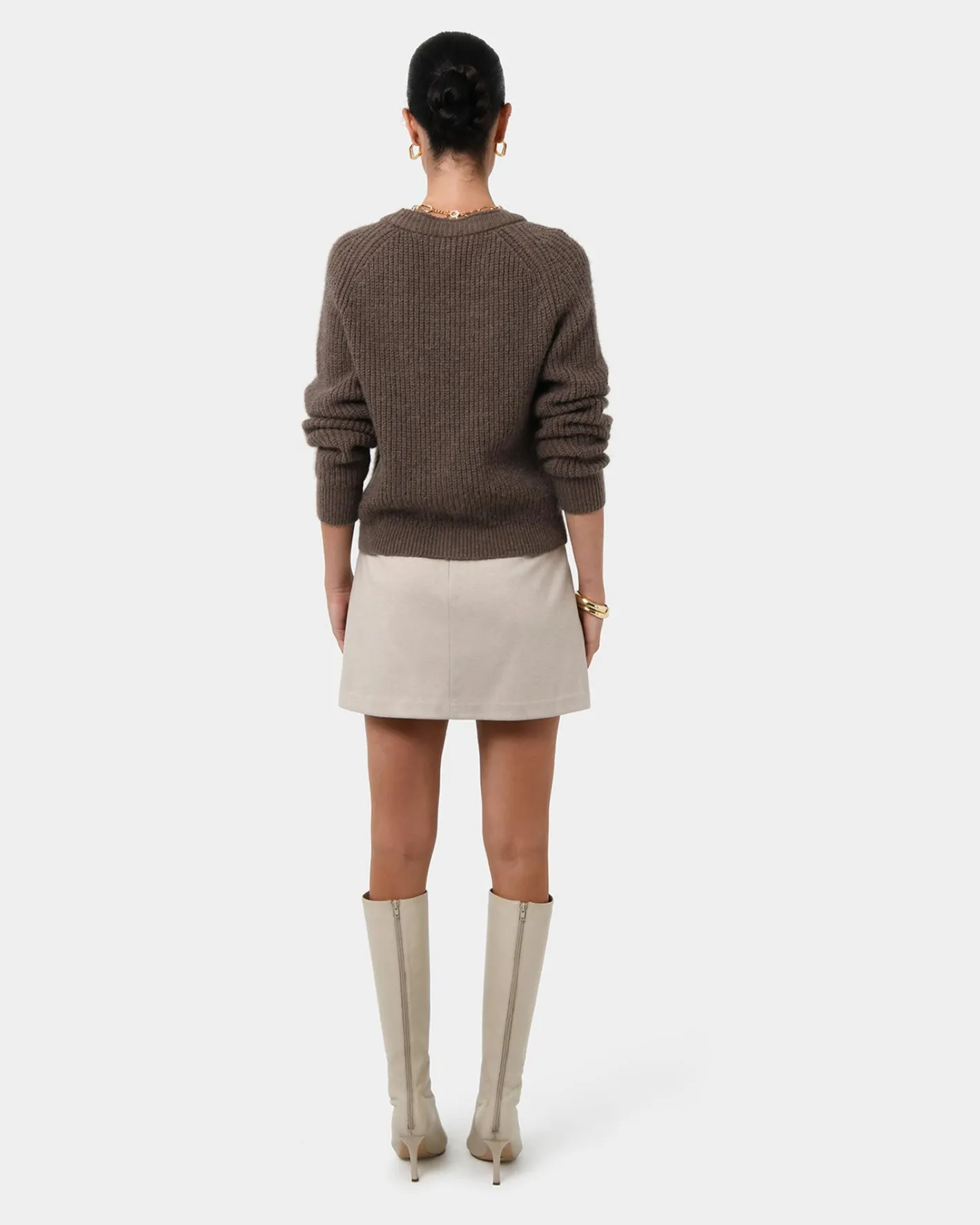 Forcast Mel Wool Blend Cardigan Latte Sale