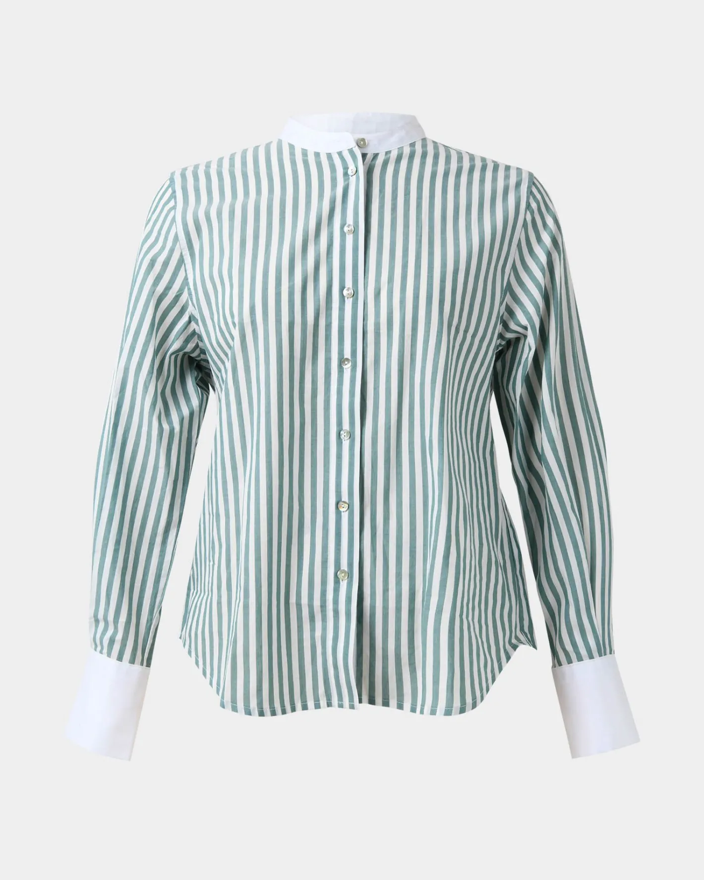 Forcast Melie Cotton Stripe Shirt Mint Stripe