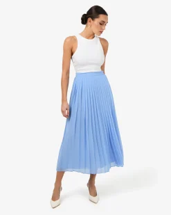 Forcast Melina Pleated Skirt Salt Blue Outlet