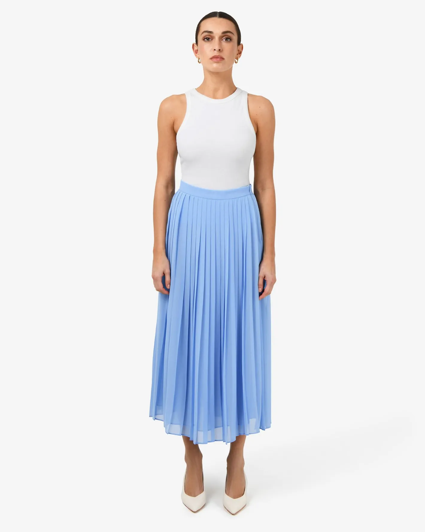 Forcast Melina Pleated Skirt Salt Blue Outlet