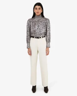 Forcast Melisa Gathered Yoke Top Leopard Best
